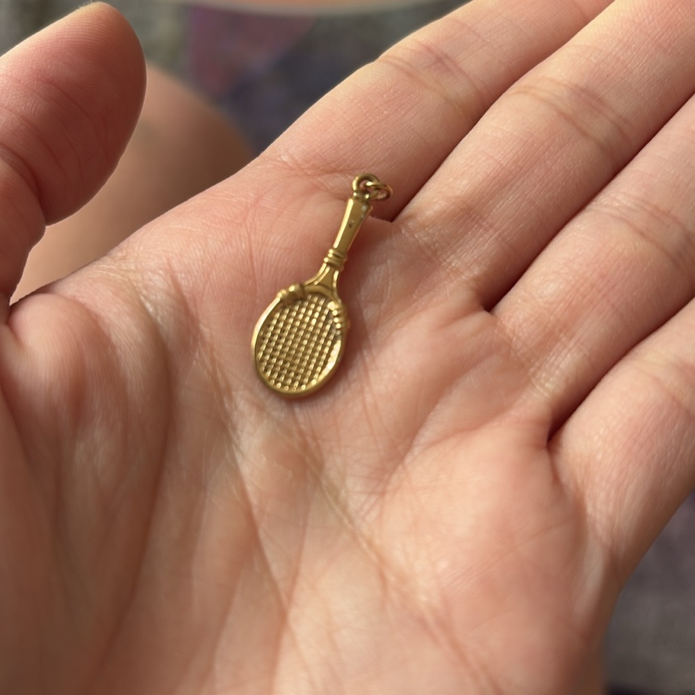 Gold Tennis Racket Charm - Picture 3 of 7